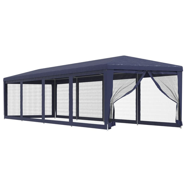 vidaXL Party Tent with 10 Mesh Sidewalls Blue 3x12 m HDPE