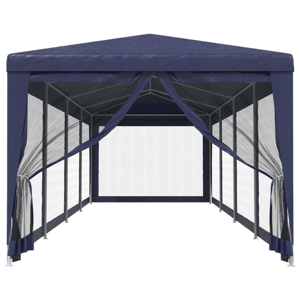vidaXL Party Tent with 10 Mesh Sidewalls Blue 3x12 m HDPE