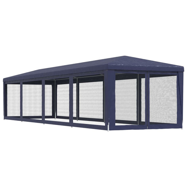 vidaXL Party Tent with 10 Mesh Sidewalls Blue 3x12 m HDPE