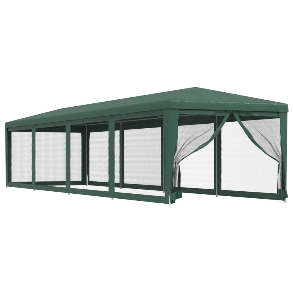 vidaXL Party Tent with 10 Mesh Side Walls Green 3x12 m HDPE