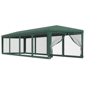 vidaXL Party Tent with 10 Mesh Side Walls Green 3x12 m HDPE