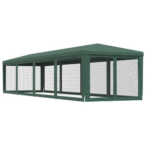 vidaXL Party Tent with 10 Mesh Side Walls Green 3x12 m HDPE