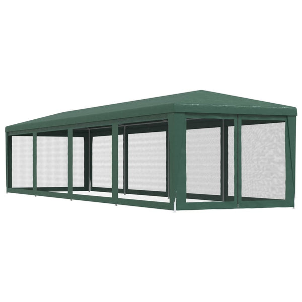 vidaXL Party Tent with 10 Mesh Side Walls Green 3x12 m HDPE