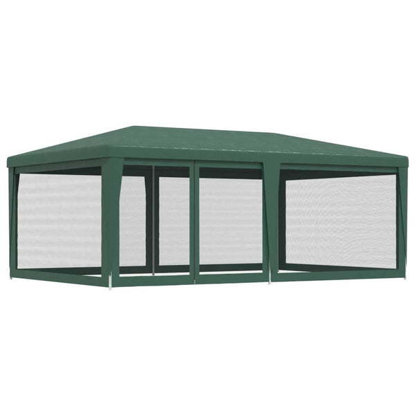 vidaXL Party Tent with 6 Mesh Sidewalls Green 6x4 m HDPE