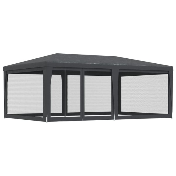 vidaXL Party Tent with 6 Mesh Sidewalls Anthracite 6x4 m HDPE