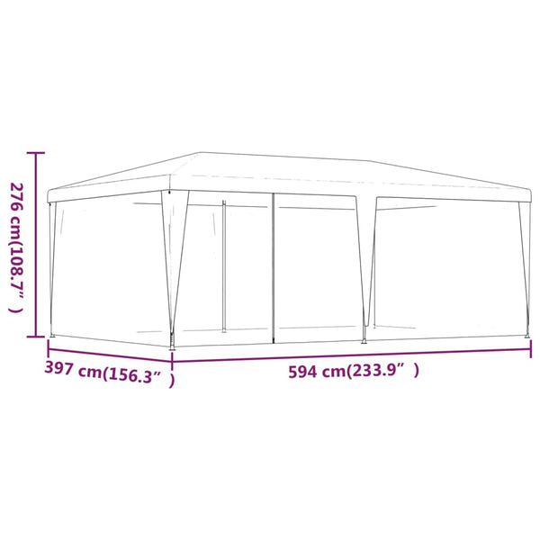vidaXL Party Tent with 6 Mesh Sidewalls Anthracite 6x4 m HDPE