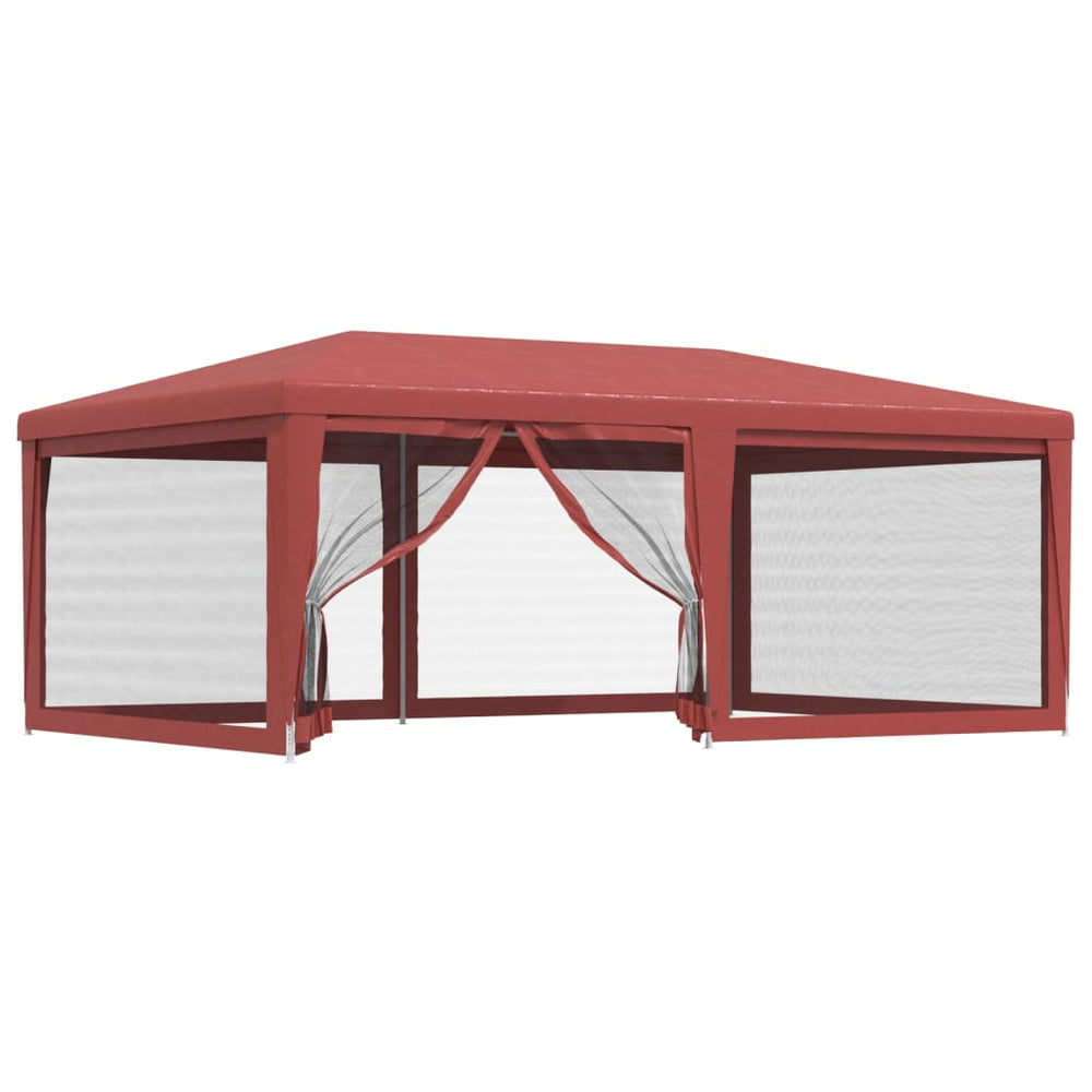 vidaXL Party Tent with 6 Mesh Side Walls Red 6x4 m HDPE