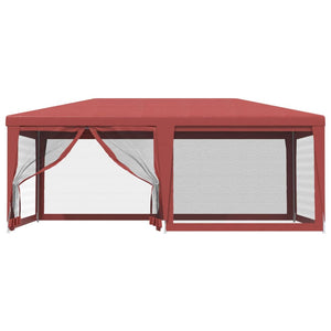 vidaXL Party Tent with 6 Mesh Side Walls Red 6x4 m HDPE