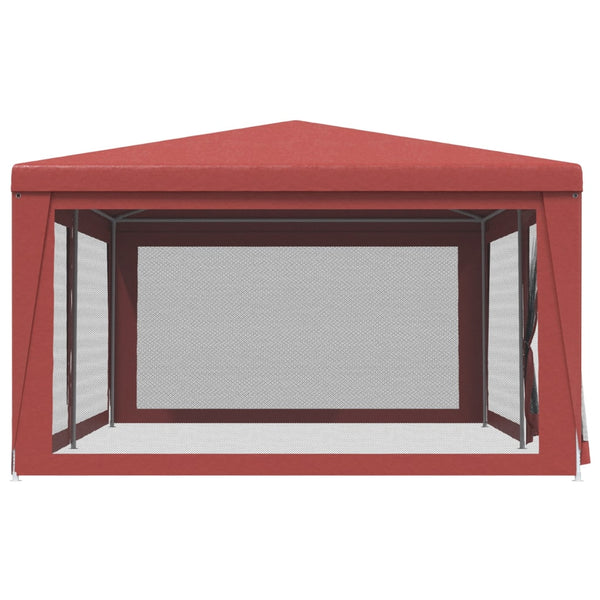 vidaXL Party Tent with 6 Mesh Side Walls Red 6x4 m HDPE