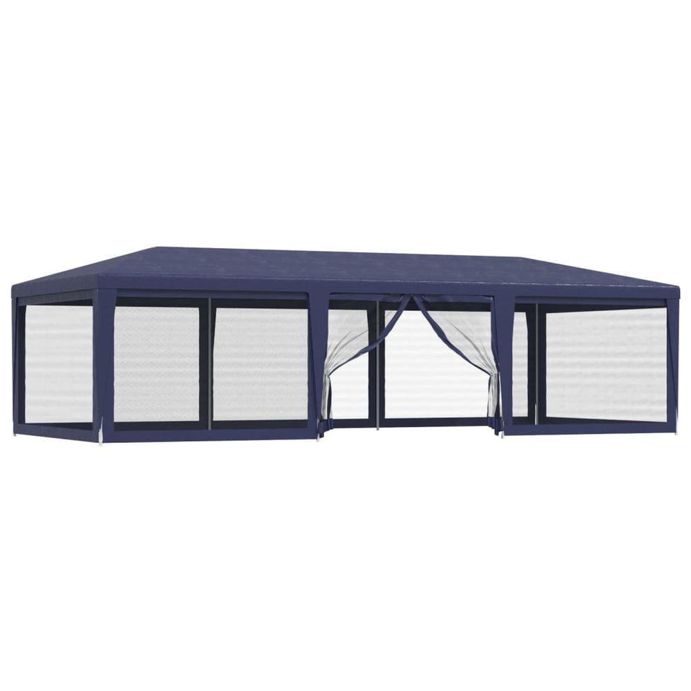vidaXL Party Tent with 8 Mesh Sidewalls Blue 9x4 m HDPE