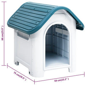 vidaXL Dog Kennel Blue 59x75x66 cm Polypropylene