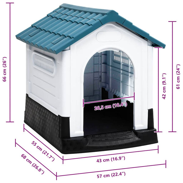 vidaXL Dog Kennel Blue 57x68x66 cm Polypropylene
