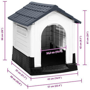 vidaXL Dog Kennel Grey 57x68x66 cm Polypropylene