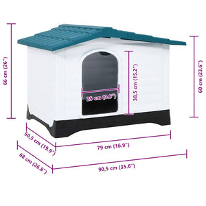 vidaXL Dog Kennel Blue 90.5x68x66 cm Polypropylene