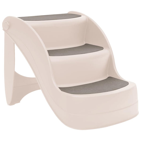 vidaXL 3-Step Foldable Dog Stairs Cream 50x38x38 cm Plastic
