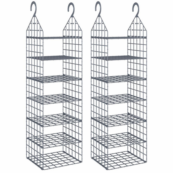 vidaXL Hanging Organizers for Wardrobes with 7 Compartments Each, 2 pcs