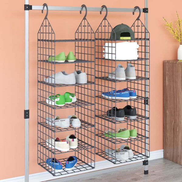 vidaXL Hanging Organizers for Wardrobes with 7 Compartments Each, 2 pcs