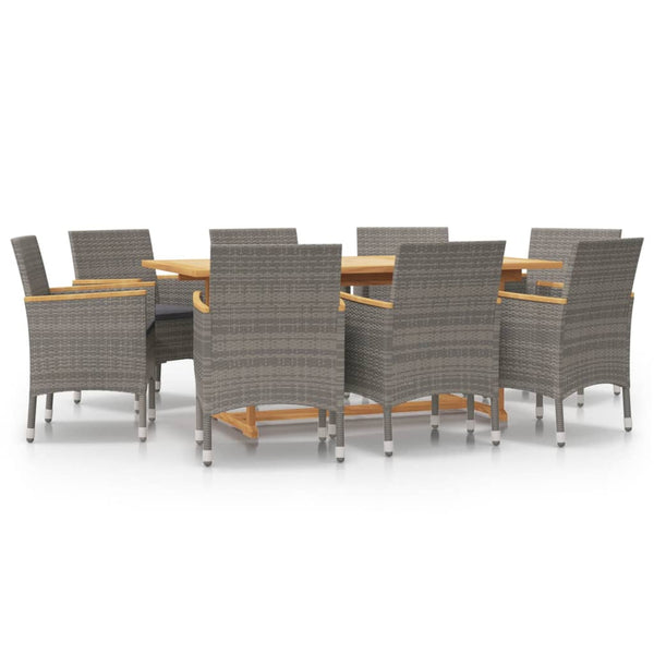 vidaXL 9-piece Garden Dining Set with Cushions Grey