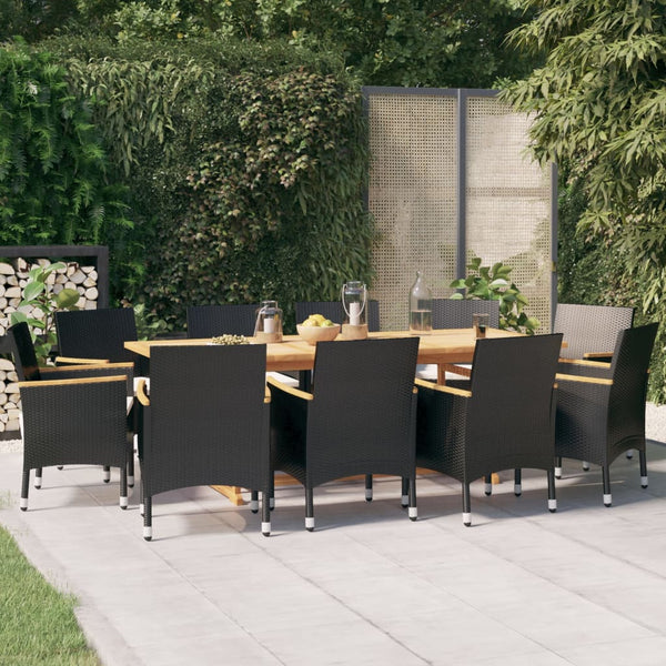 vidaXL 11-piece Outdoor Dining Set with Cushions Black