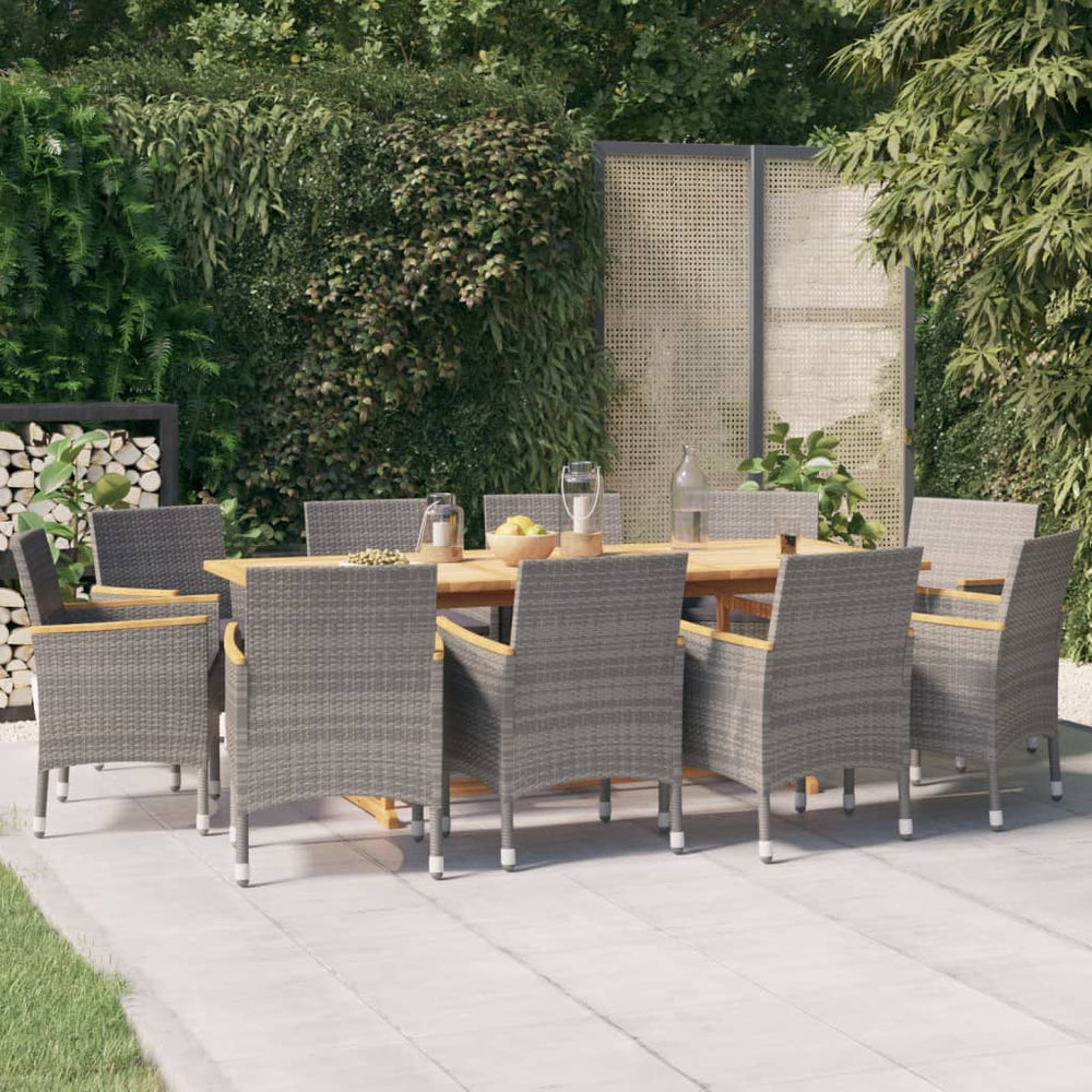 vidaXL 11-Piece Garden Dining Set with Cushions Grey
