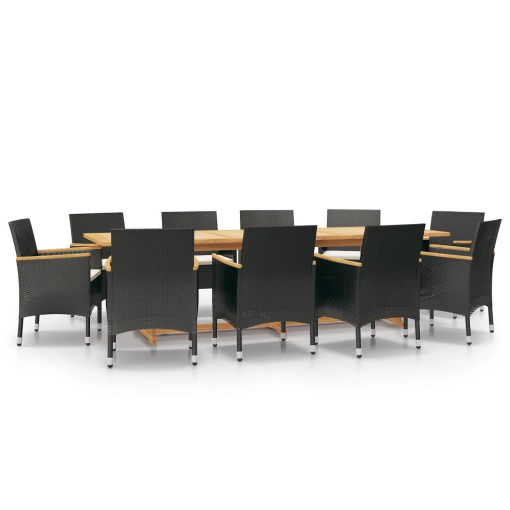 vidaXL 11-piece Outdoor Dining Set with Cushions Black