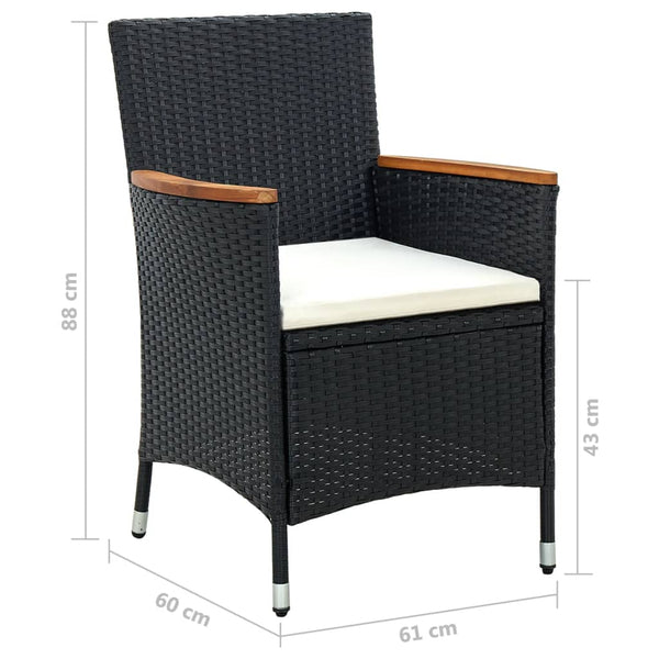 vidaXL 11-piece Outdoor Dining Set with Cushions Black