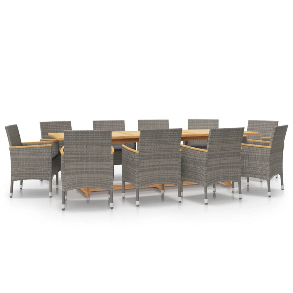 vidaXL 11-Piece Garden Dining Set with Cushions Grey