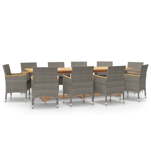 vidaXL 11-Piece Garden Dining Set with Cushions Grey