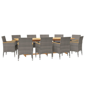 vidaXL 11-Piece Garden Dining Set with Cushions Grey