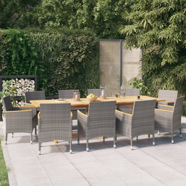 vidaXL 11-Piece Garden Dining Set with Cushions Grey