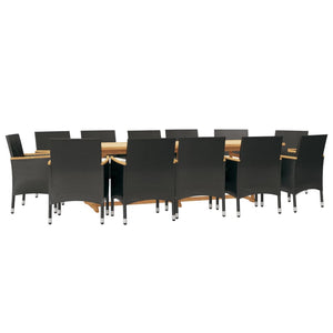 vidaXL 13-Piece Garden Dining Set with Cushions Black