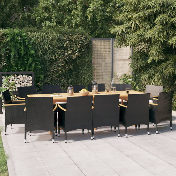 vidaXL 13-Piece Garden Dining Set with Cushions Black