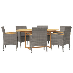 vidaXL 7-Piece Garden Dining Set with Cushions Grey