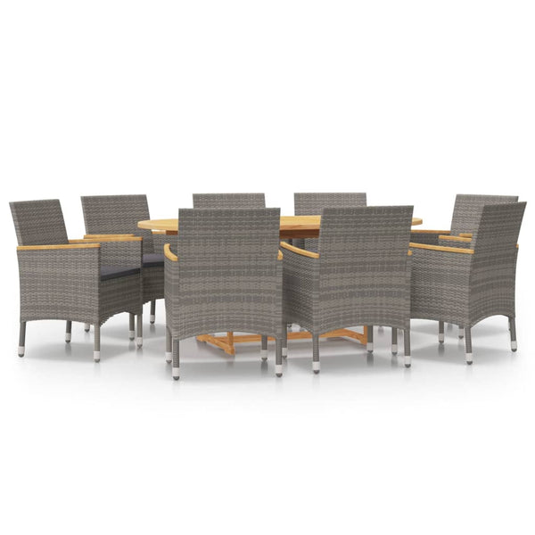vidaXL 9-piece Outdoor Dining Set with Cushions Black
