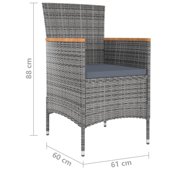 vidaXL 9-piece Outdoor Dining Set with Cushions Black