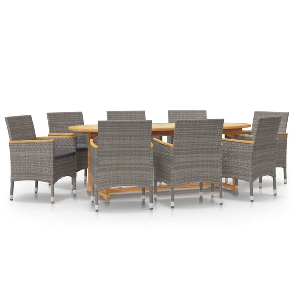vidaXL 9-piece Outdoor Dining Set with Cushions Black