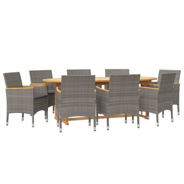 vidaXL 9-piece Outdoor Dining Set with Cushions Black