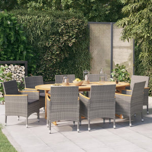 vidaXL 9-piece Outdoor Dining Set with Cushions Black