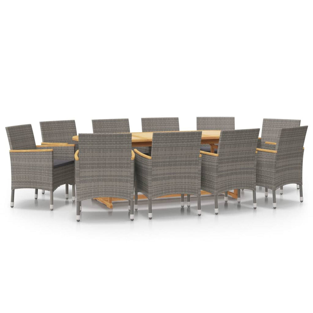 vidaXL 11-Piece Garden Dining Set with Cushions Grey