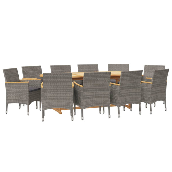 vidaXL 11-Piece Garden Dining Set with Cushions Grey