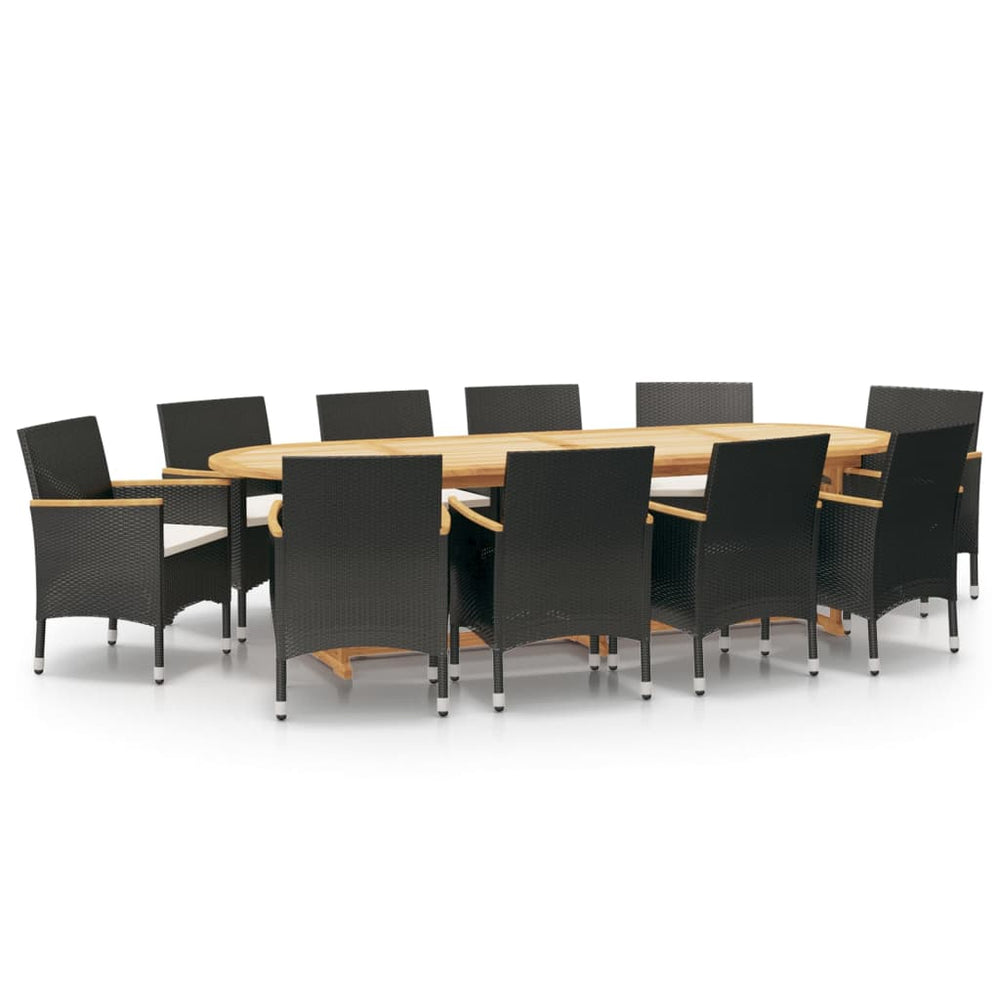 vidaXL 11-piece Outdoor Dining Set with Cushions Black