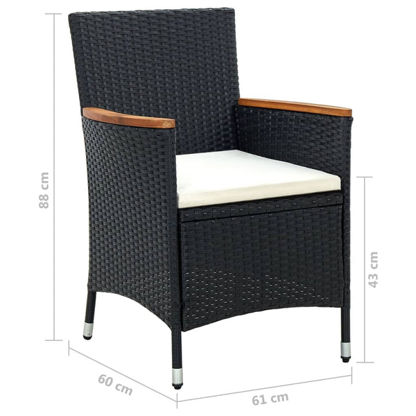 vidaXL 11-piece Outdoor Dining Set with Cushions Black