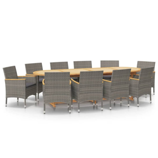 vidaXL 11-Piece Garden Dining Set with Cushions Grey