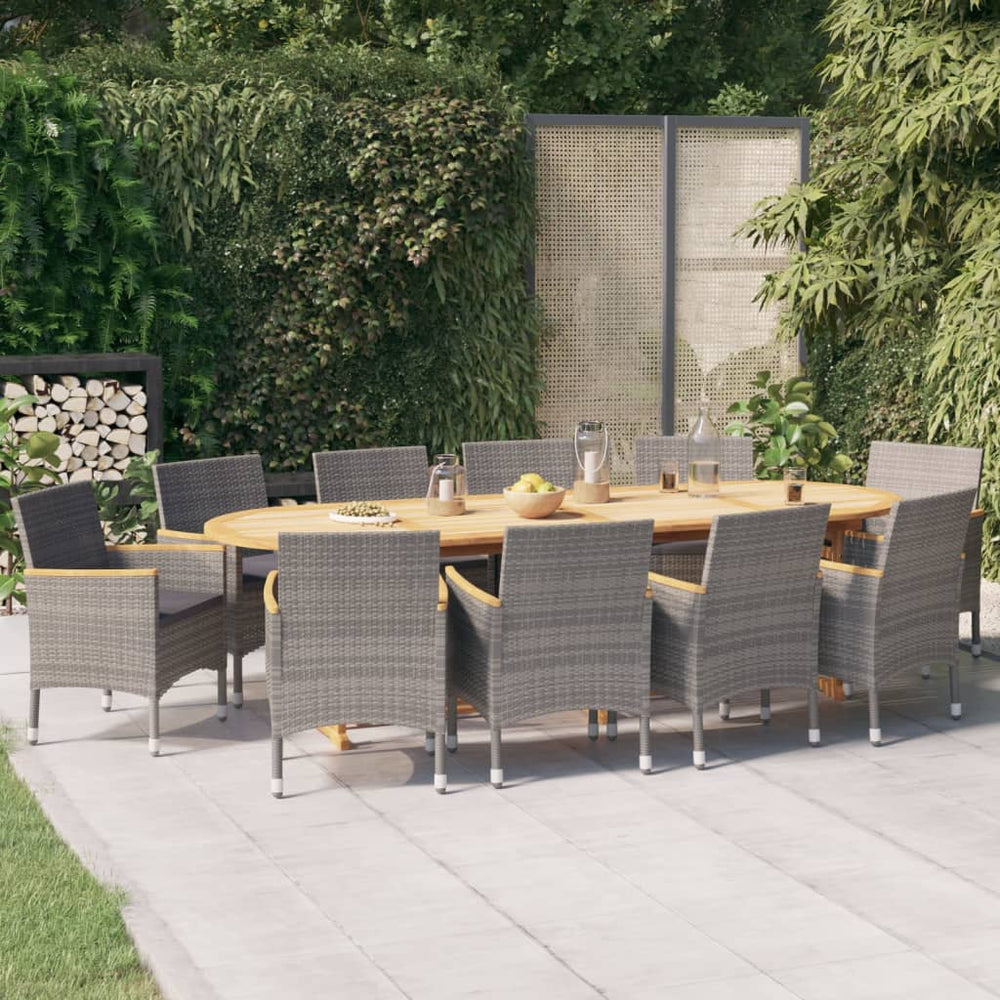 vidaXL 11-Piece Garden Dining Set with Cushions Grey