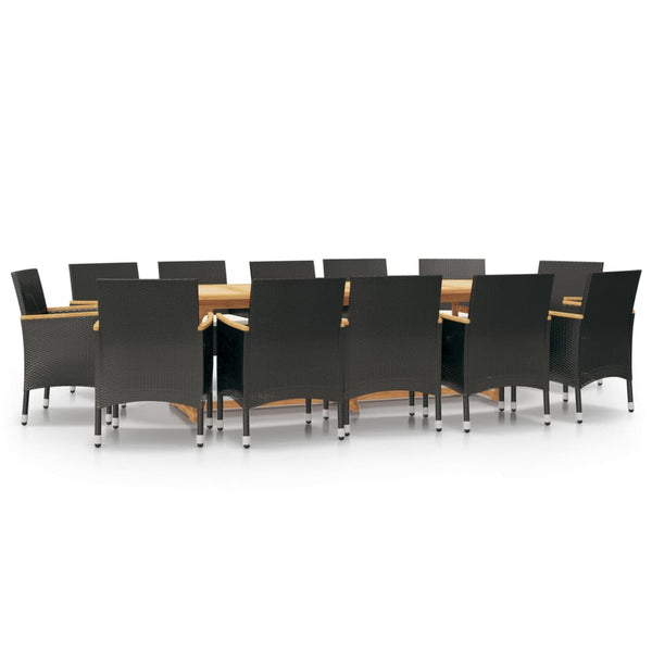 vidaXL 13-Piece Garden Dining Set with Cushions Black
