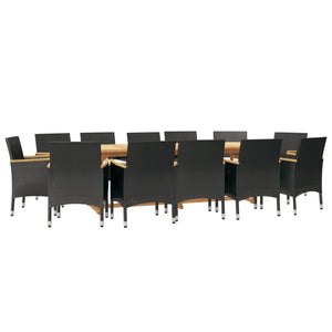 vidaXL 13-Piece Garden Dining Set with Cushions Black