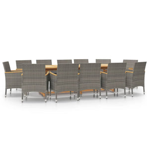 vidaXL 13-Piece Garden Dining Set with Cushions Grey