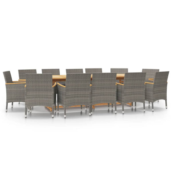 vidaXL 13-Piece Garden Dining Set with Cushions Grey