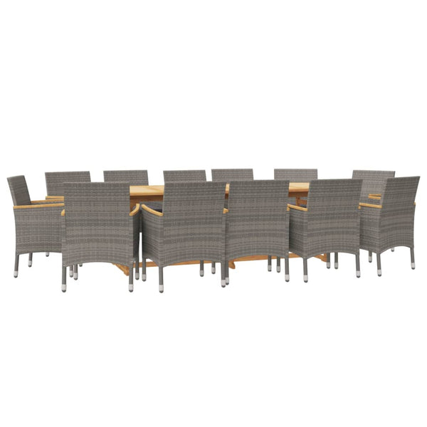 vidaXL 13-Piece Garden Dining Set with Cushions Grey