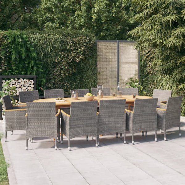 vidaXL 13-Piece Garden Dining Set with Cushions Grey